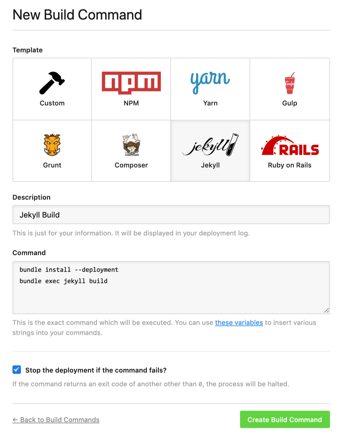 Adding a new build command
