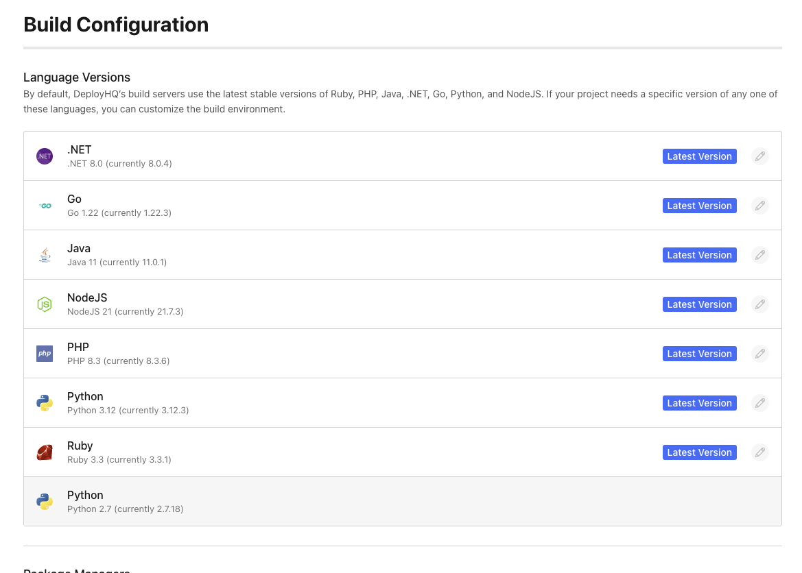 DeployHQ Build Config