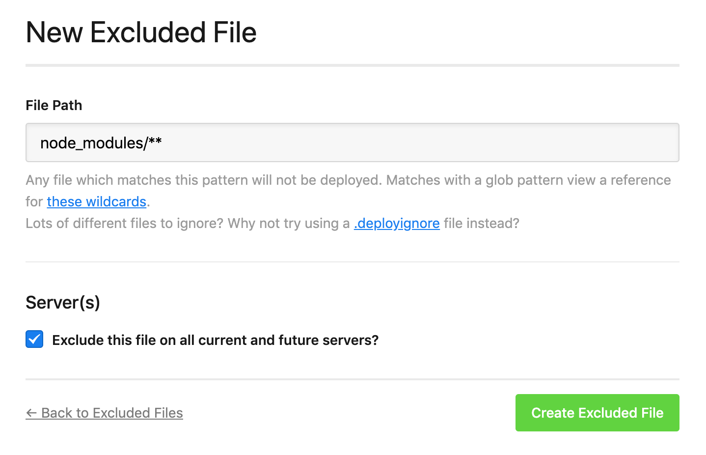 Adding an excluded file