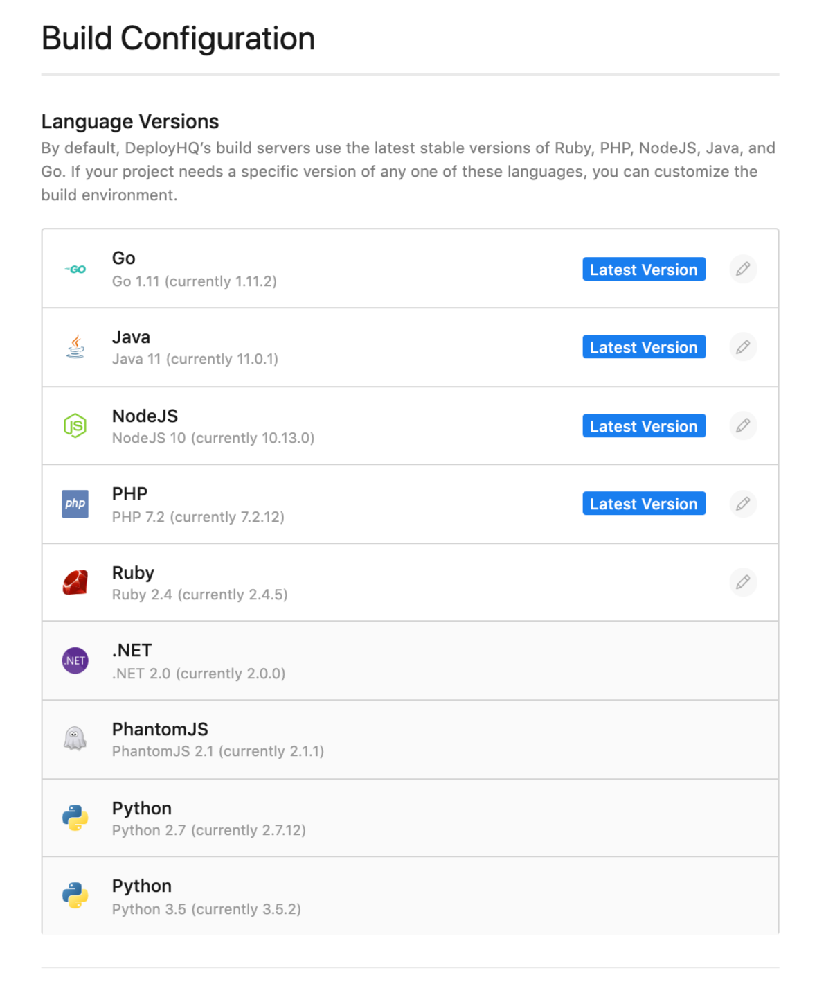 Configuring language versions